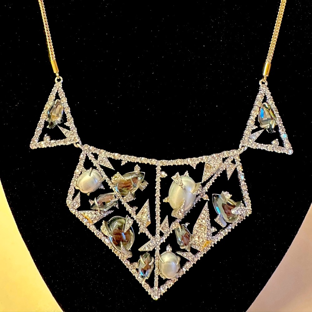Alexis Bittar Crystal-Encrusted Mosaic Lace Bib Necklace